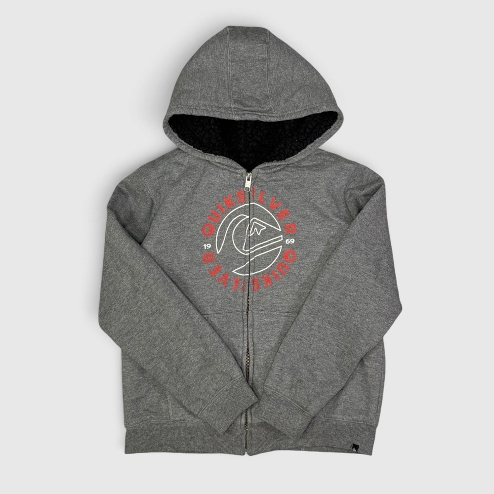 Quiksilver Full Zip Hoodie - Kid's - S (7/8) - Gray